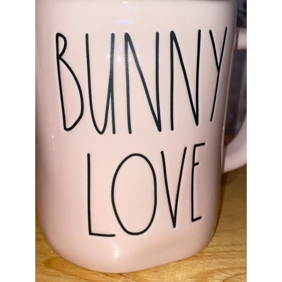 Rae Dunn Ceramic Pink Bunny Love Coffee Tea Mug Easter Rabbit Bunny Topper Lid - Picture 5 of 9